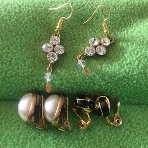 Vintage 3-pair gold tone earrings